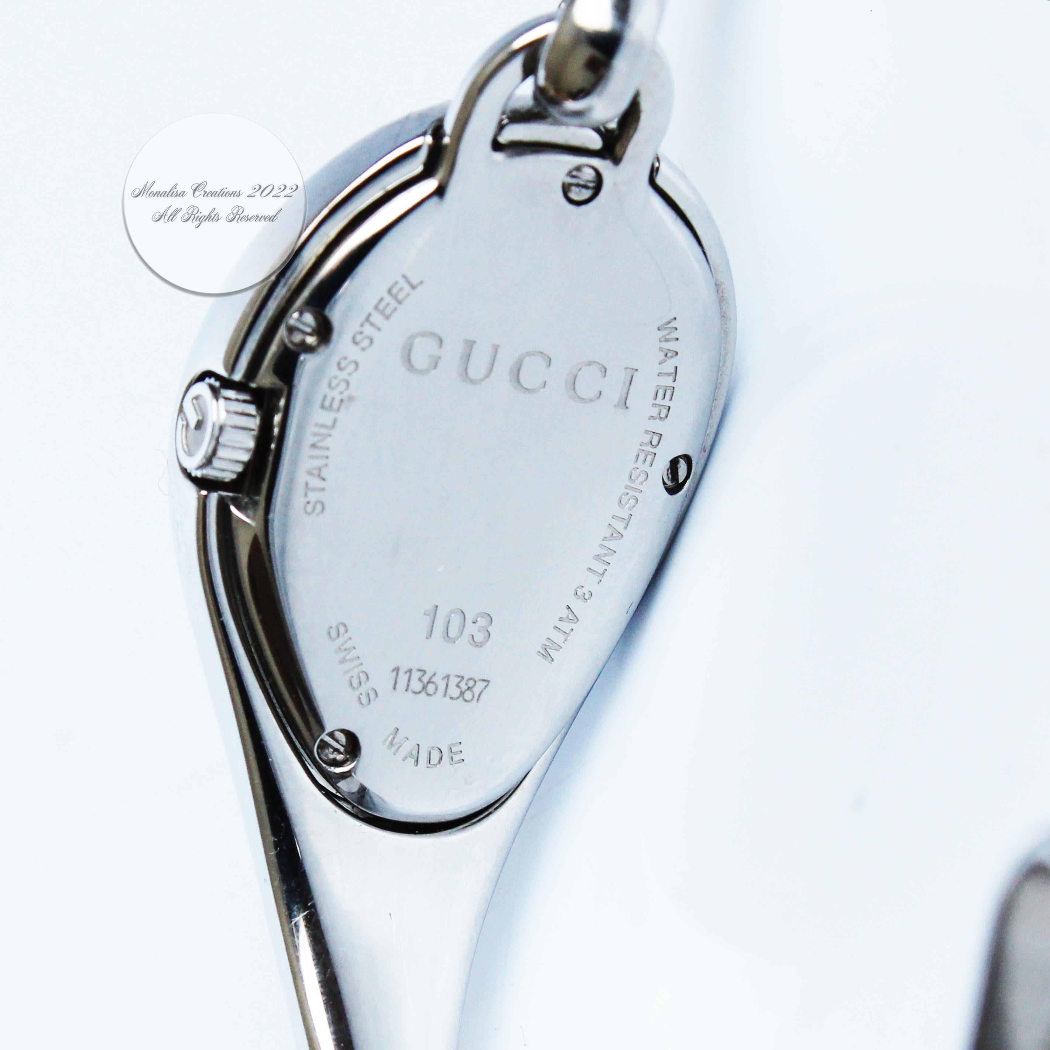 Gucci Watch Silver Metal Horsebit #103 Ladies Wrist Watch Modernist Abstract  3