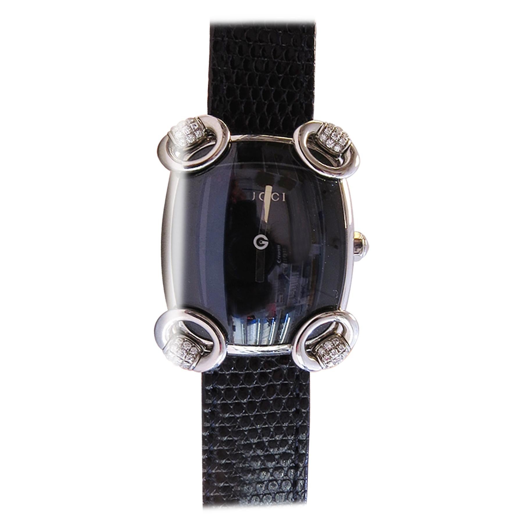 Gucci Watch with Black Dial and Diamond For Sale