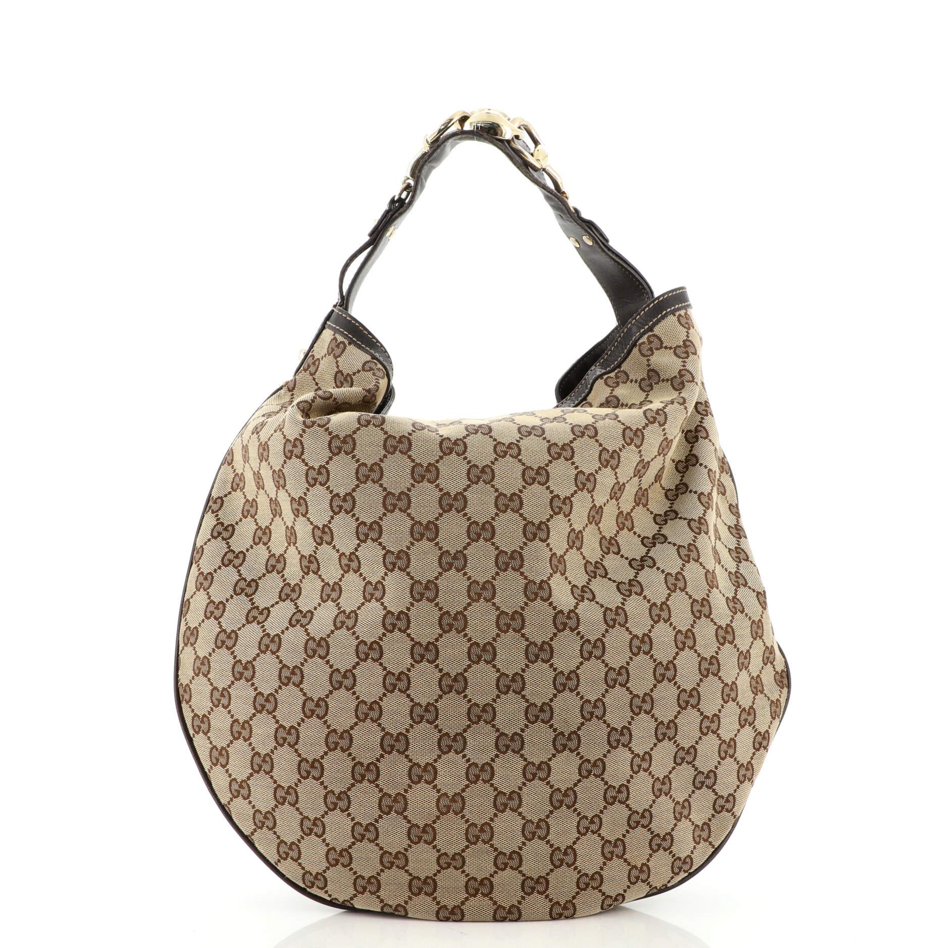 Brown Gucci Wave Hobo GG Canvas