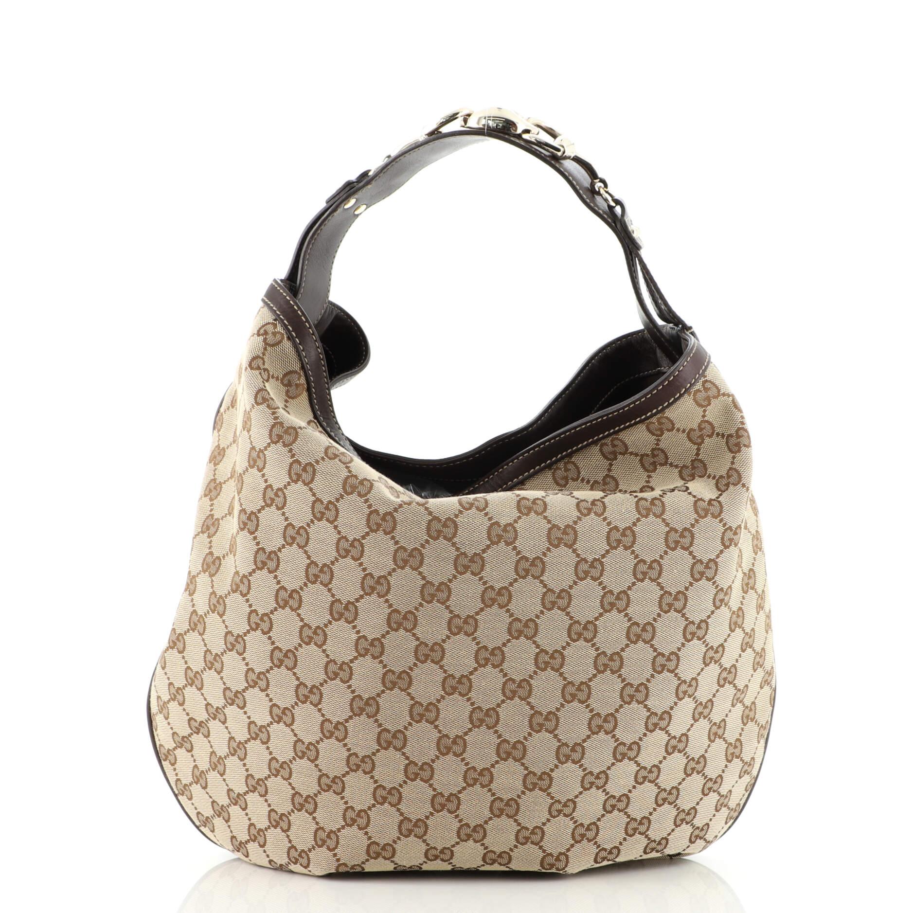 Brown Gucci Wave Hobo GG Canvas