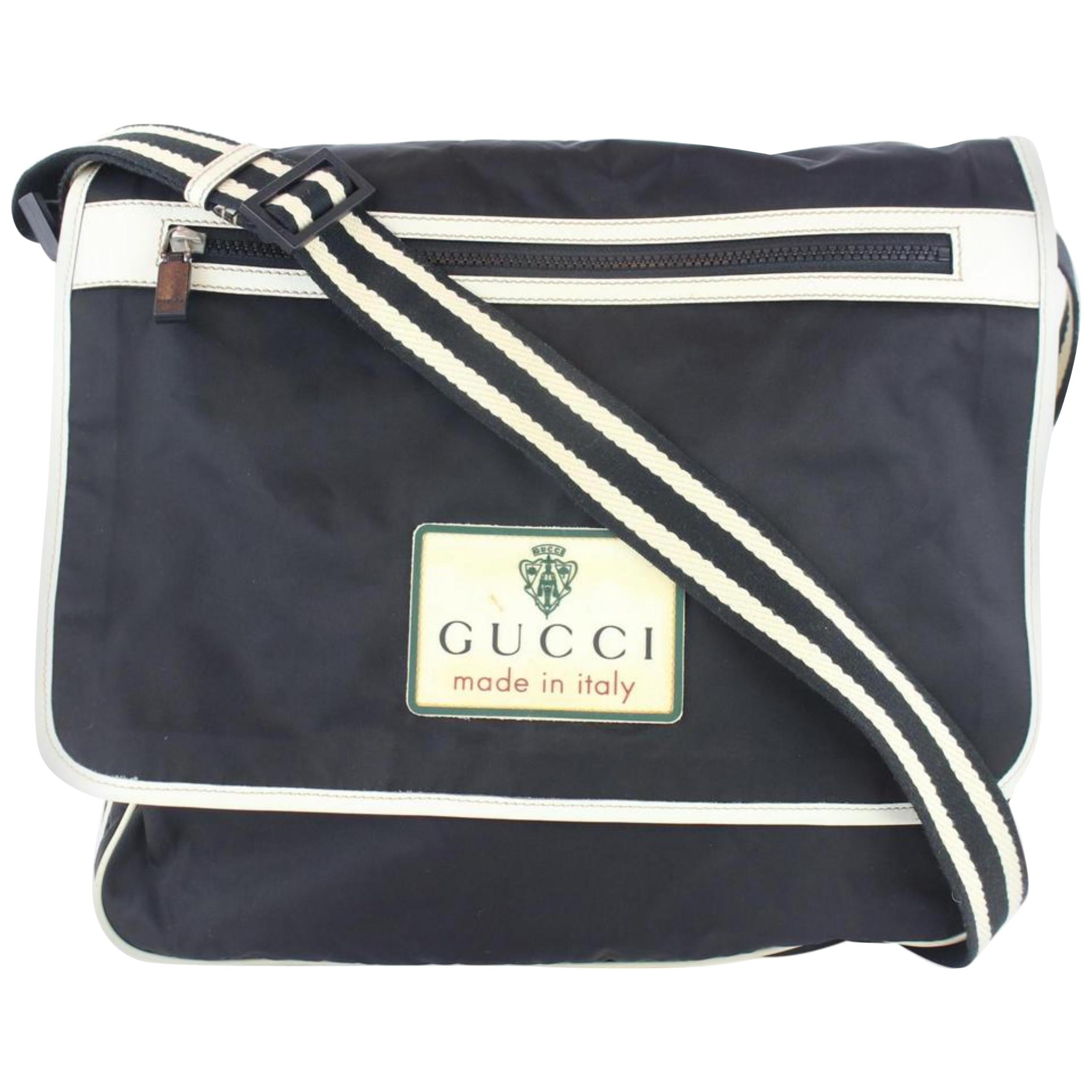 Gucci Web 30gz1126 Black Nylon Messenger Bag For Sale