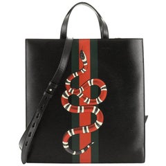 Gucci Web and Snake Convertible Soft Open Tote Printed Leather Tall