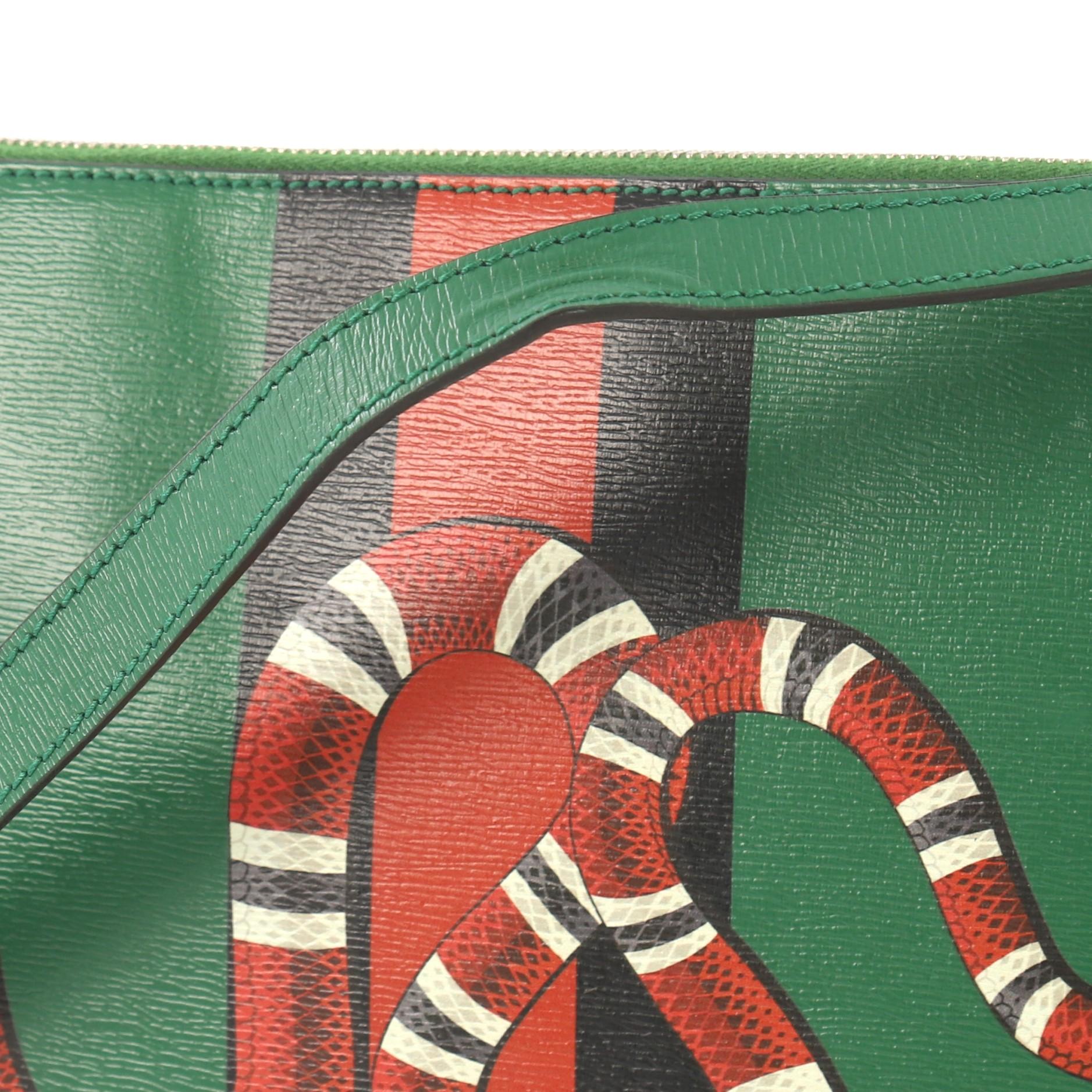 Gucci Web and Snake Messenger Bag Printed Leather Large In Good Condition In NY, NY