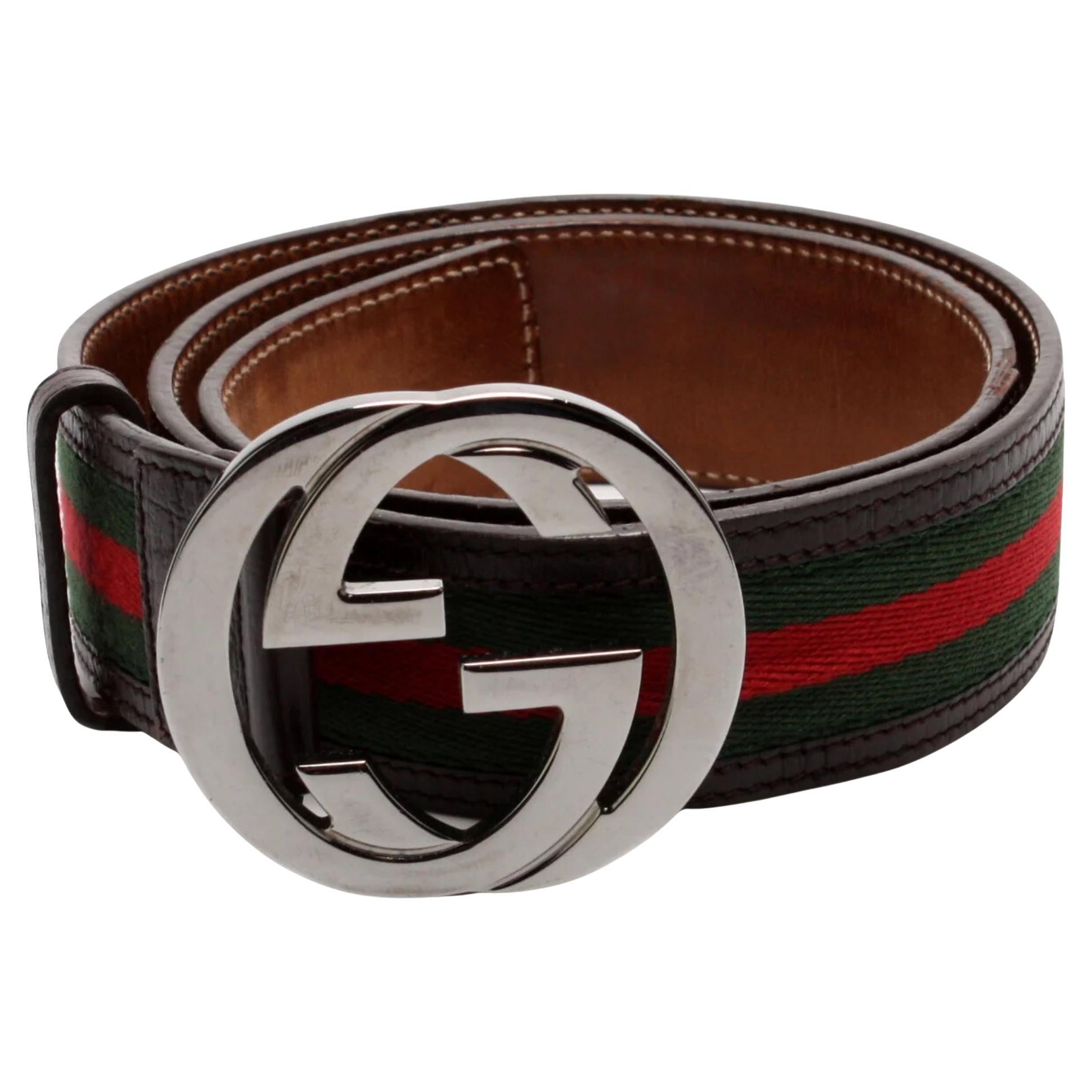 Gucci Web Black Interlocking GG Belt (Size 95/38) For Sale