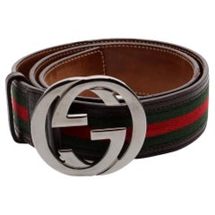Used Gucci Web Black Interlocking GG Belt (Size 95/38)