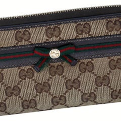 Gucci Web Bow Detail Flap GG Canvas Leather Ebony Classic Wallet GG-0308N-0064