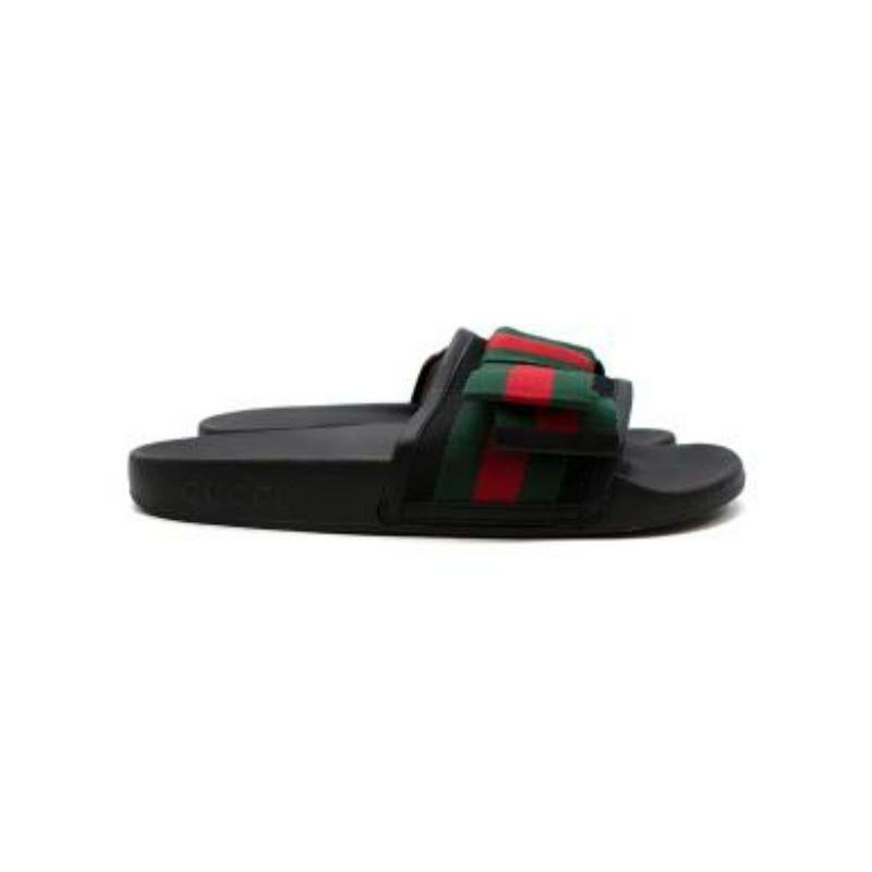 Gucci  Bow Satin and Rubber Slides For Sale at 1stDibs