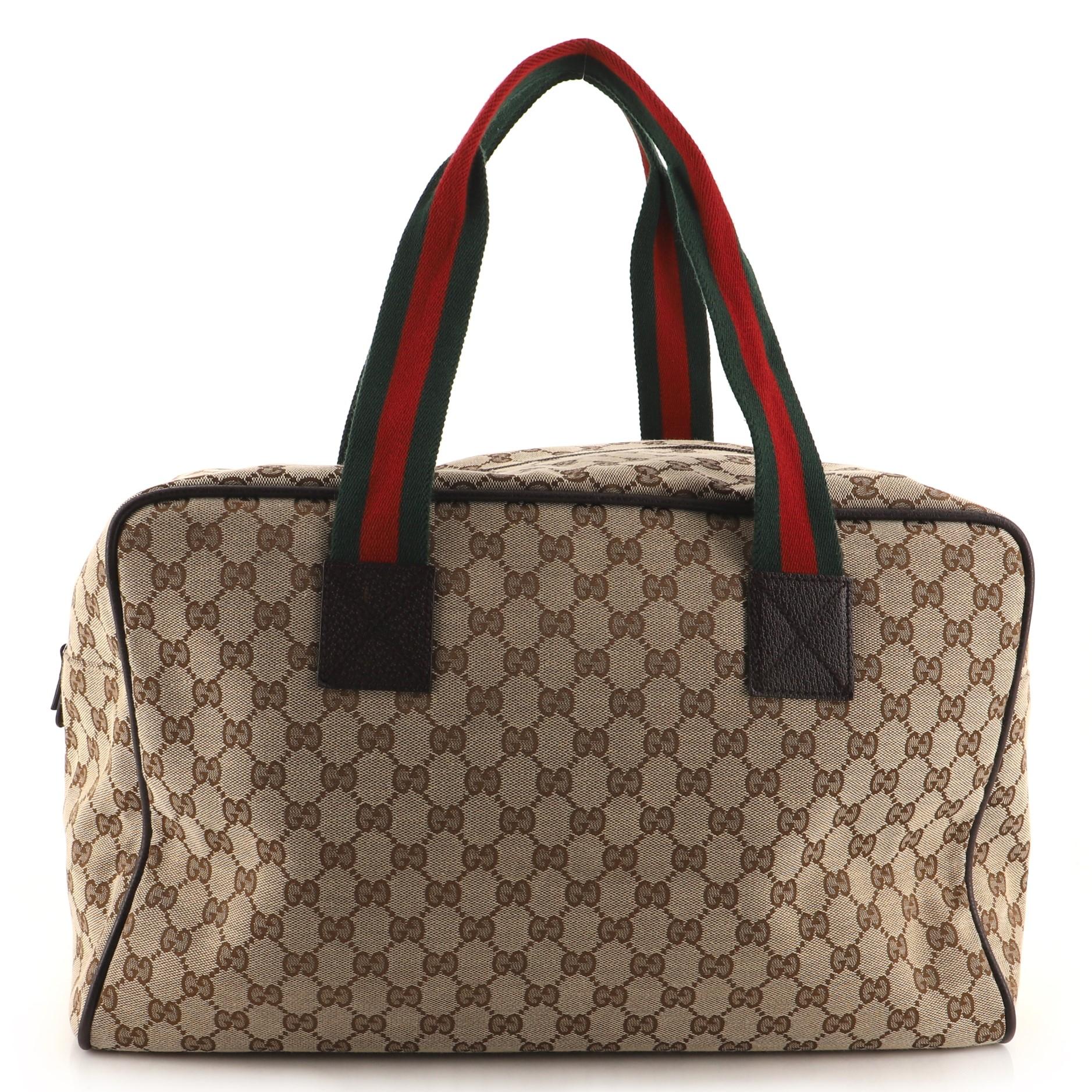 Authentic Gucci brown monogram coated canvas travel bag | Canvas travel bag,  Gucci travel bag, Bags