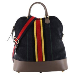 Gucci Web Convertible Dome Satchel Printed Chenille Jacquard Large