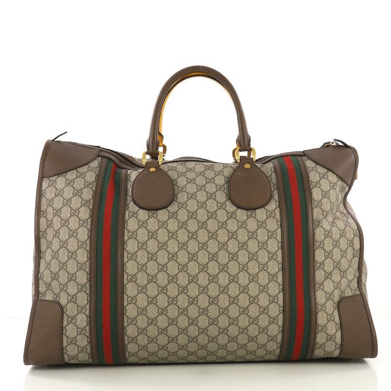 Gucci Web Convertible Duffle Bag GG Coated Canvas Large In Good Condition In NY, NY