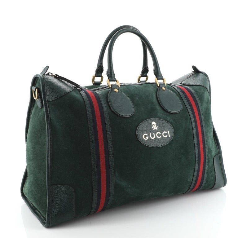 Gucci Web Convertible Duffle Bag Suede Large For Sale at 1stdibs
