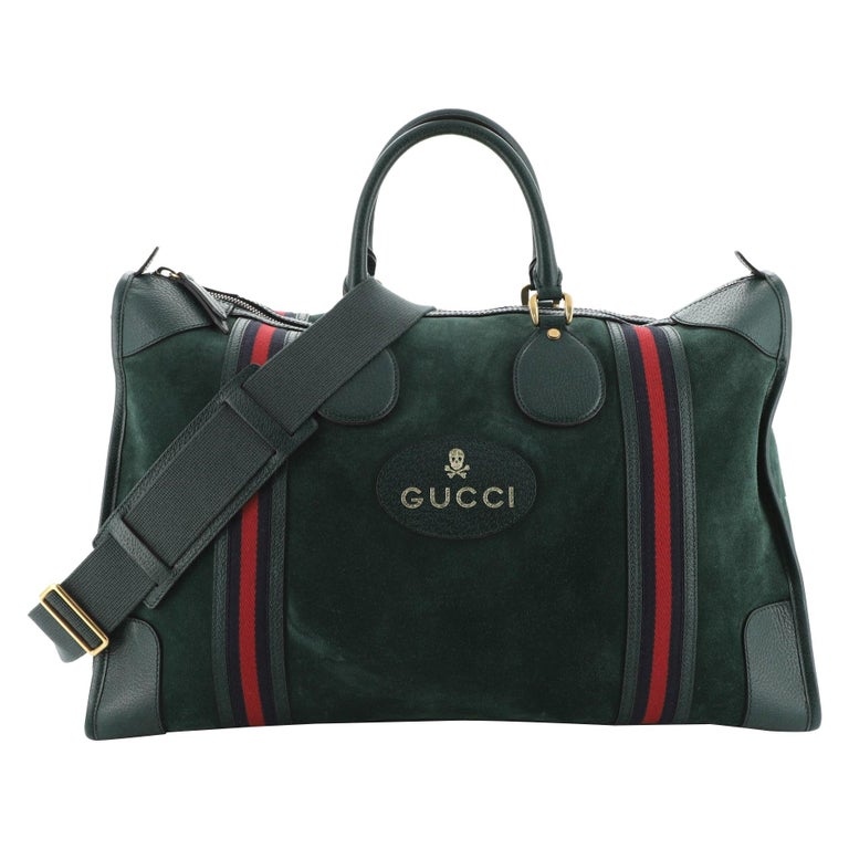 Gucci Web Convertible Duffle Bag Suede Large For Sale at 1stdibs