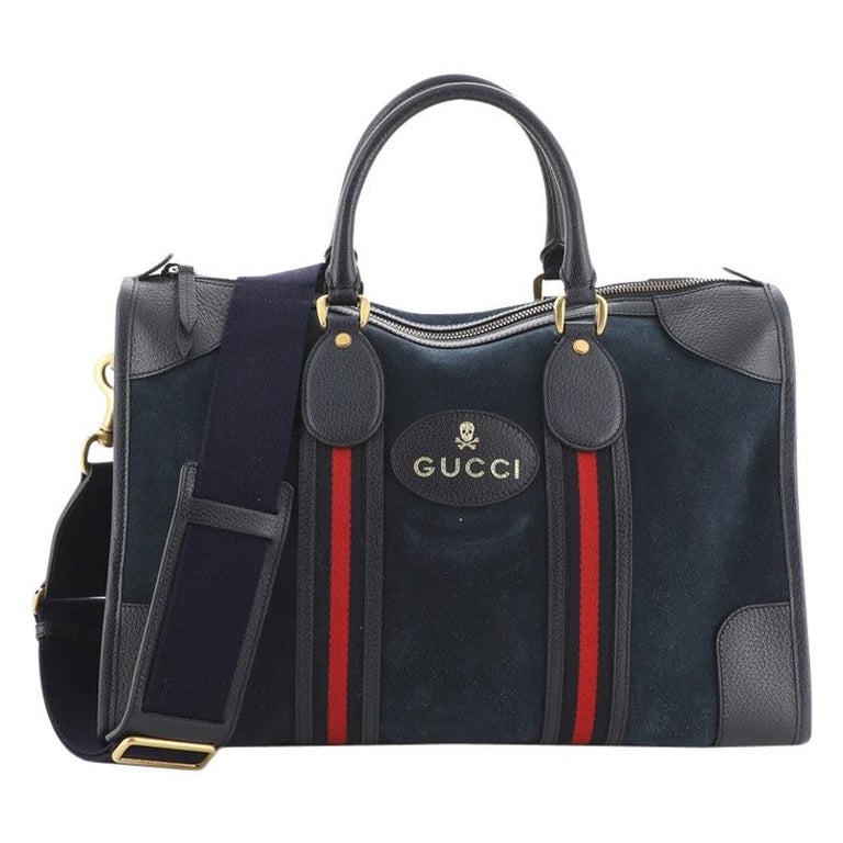 Gucci Web Convertible Duffle Bag Suede Medium For Sale at 1stdibs