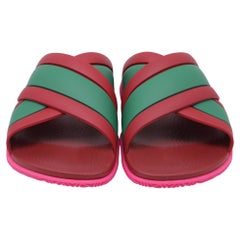 Gucci Web Criss-Cross Slide Sandals in Multicolor Rubber