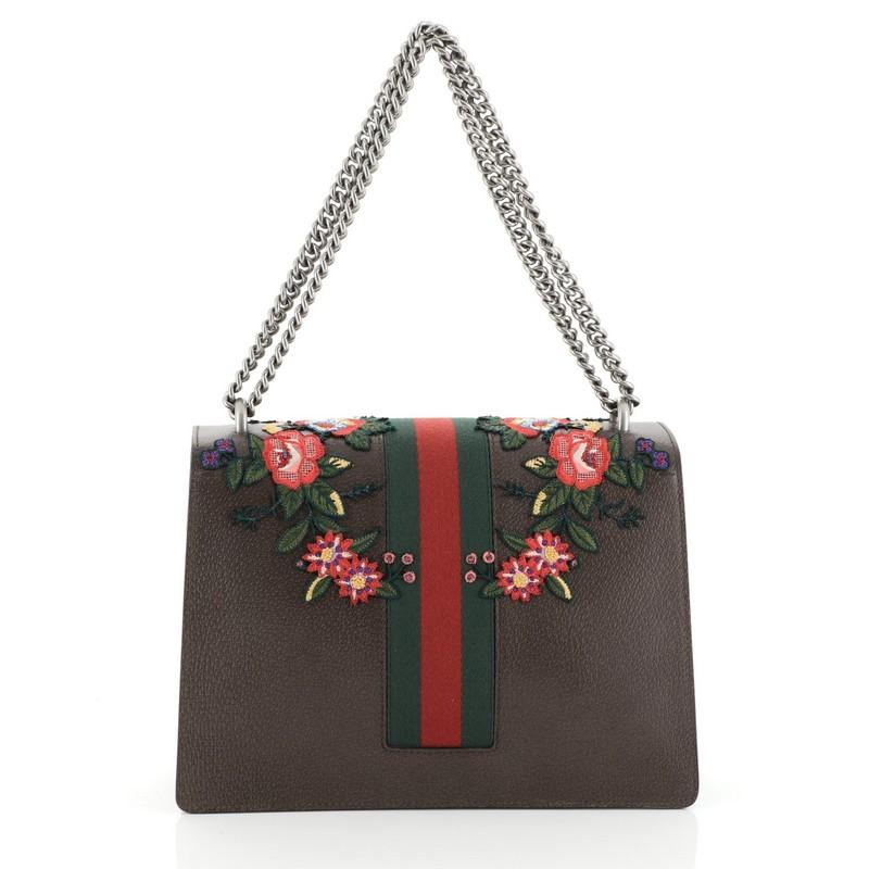 Black Gucci Web Dionysus Bag Embellished Leather Medium