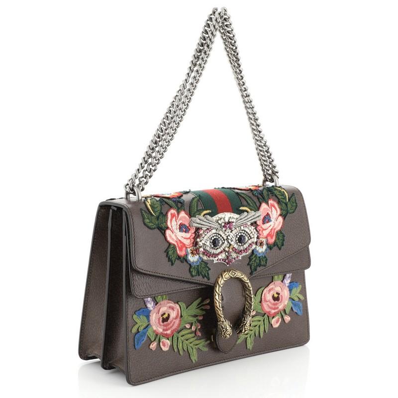 Black Gucci Web Dionysus Bag Embellished Leather Medium
