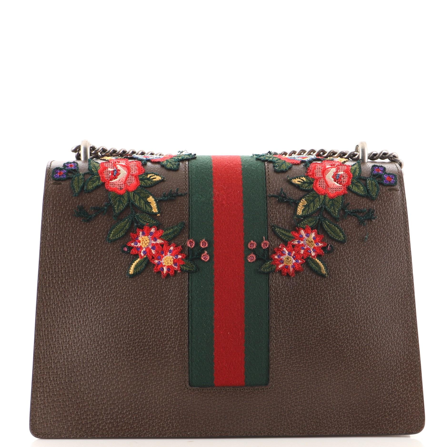 Black Gucci Web Dionysus Bag Embellished Leather Medium