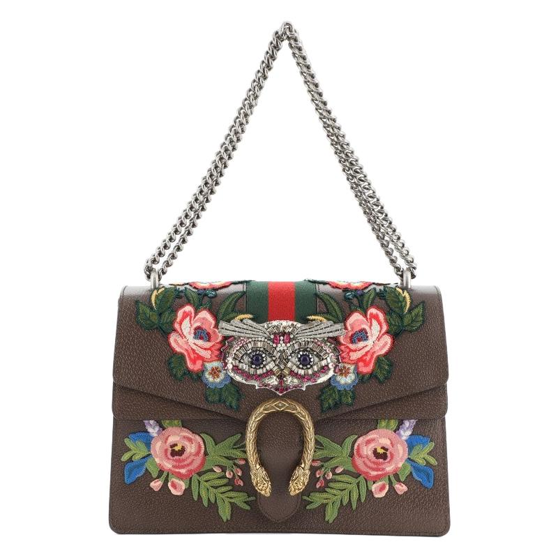 Gucci Web Dionysus Bag Embroidered Leather Medium