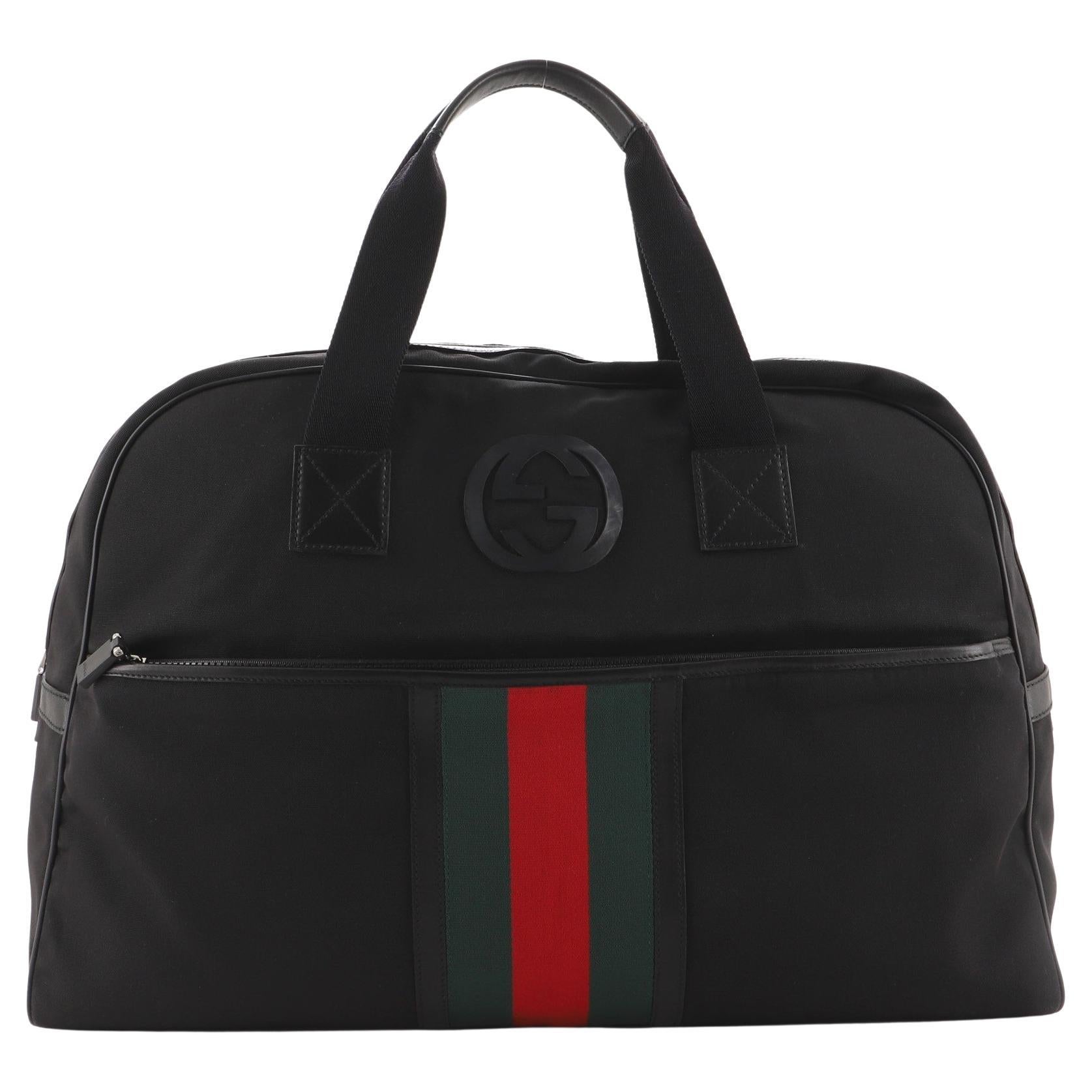 Gucci Web Dome Duffle Bag Techno Canvas Large