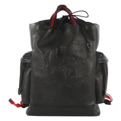 Gucci Web Drawstring Backpack Embossed Leather Large