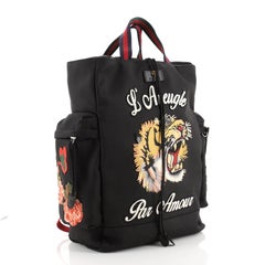 Gucci Web Drawstring Backpack Embroidered Techno Canvas Large