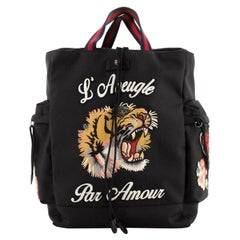 Gucci Web Drawstring Backpack Embroidered Techno Canvas Large