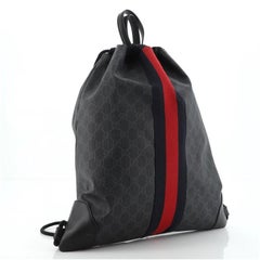Gucci Web Drawstring Backpack GG Coated Canvas Large