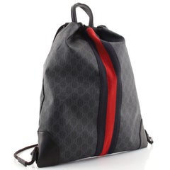 Gucci Web Drawstring Backpack GG Coated Canvas Large