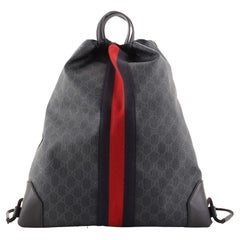 Gucci Web Drawstring Backpack GG Coated Canvas Large