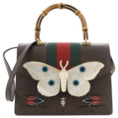 Gucci Web Falena Moth Top Handle Bag Printed Leather Medium
