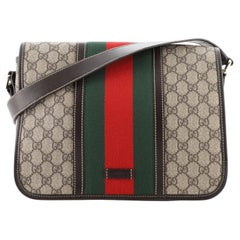 Gucci Web Flap Messenger Bag GG Coated Canvas Medium