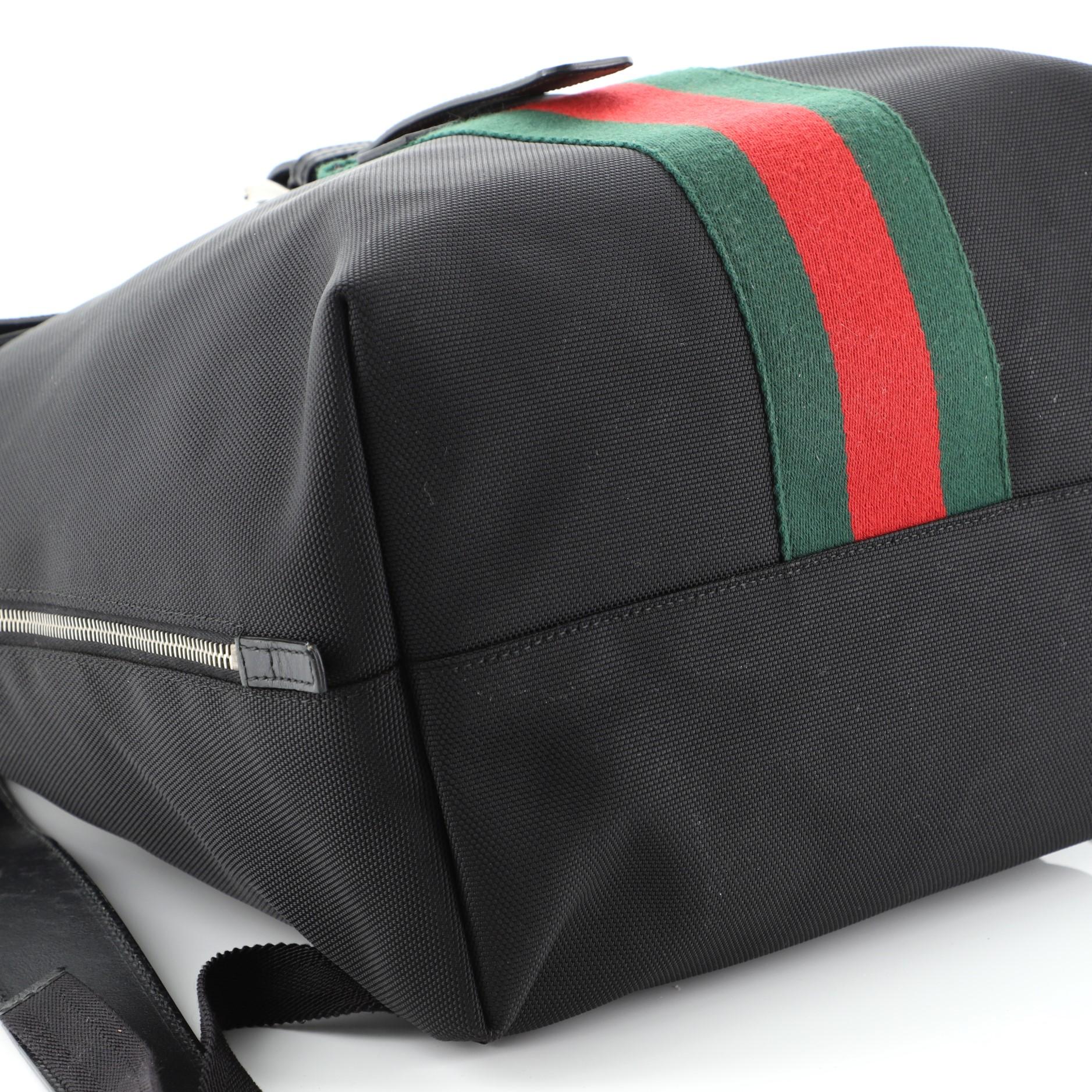 Black Gucci Web Fold Over Backpack Techno Canvas Medium