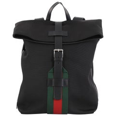 Gucci Web Fold Over Backpack Techno Canvas Medium