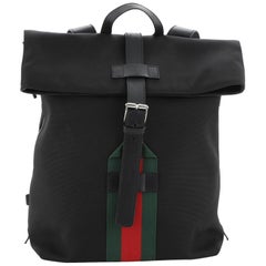 Gucci Web Fold Over Backpack Techno Canvas Medium