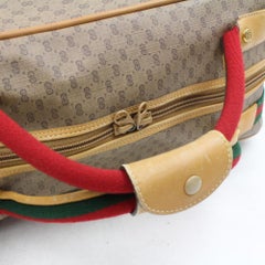Gucci Web Handle Monogram Suitcase Luggage 86532 Brown Canvas Weekend/Travel Bag