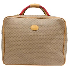 Vintage Gucci Web Handle Monogram Suitcase Luggage 86532 Brown Canvas Weekend/Travel Bag