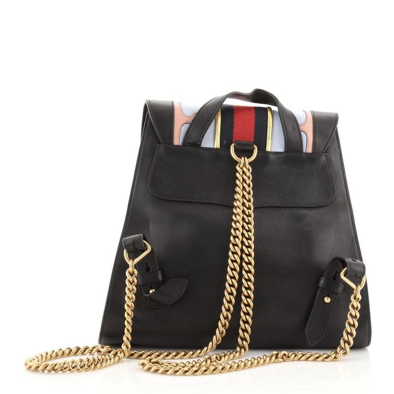 Black Gucci Web Heart GG Marmont Backpack Leather