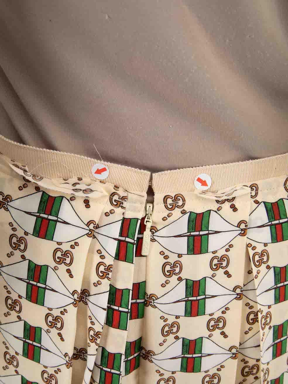Women's Gucci Web Kisses Logo Monogram Pleated Skirt Size S