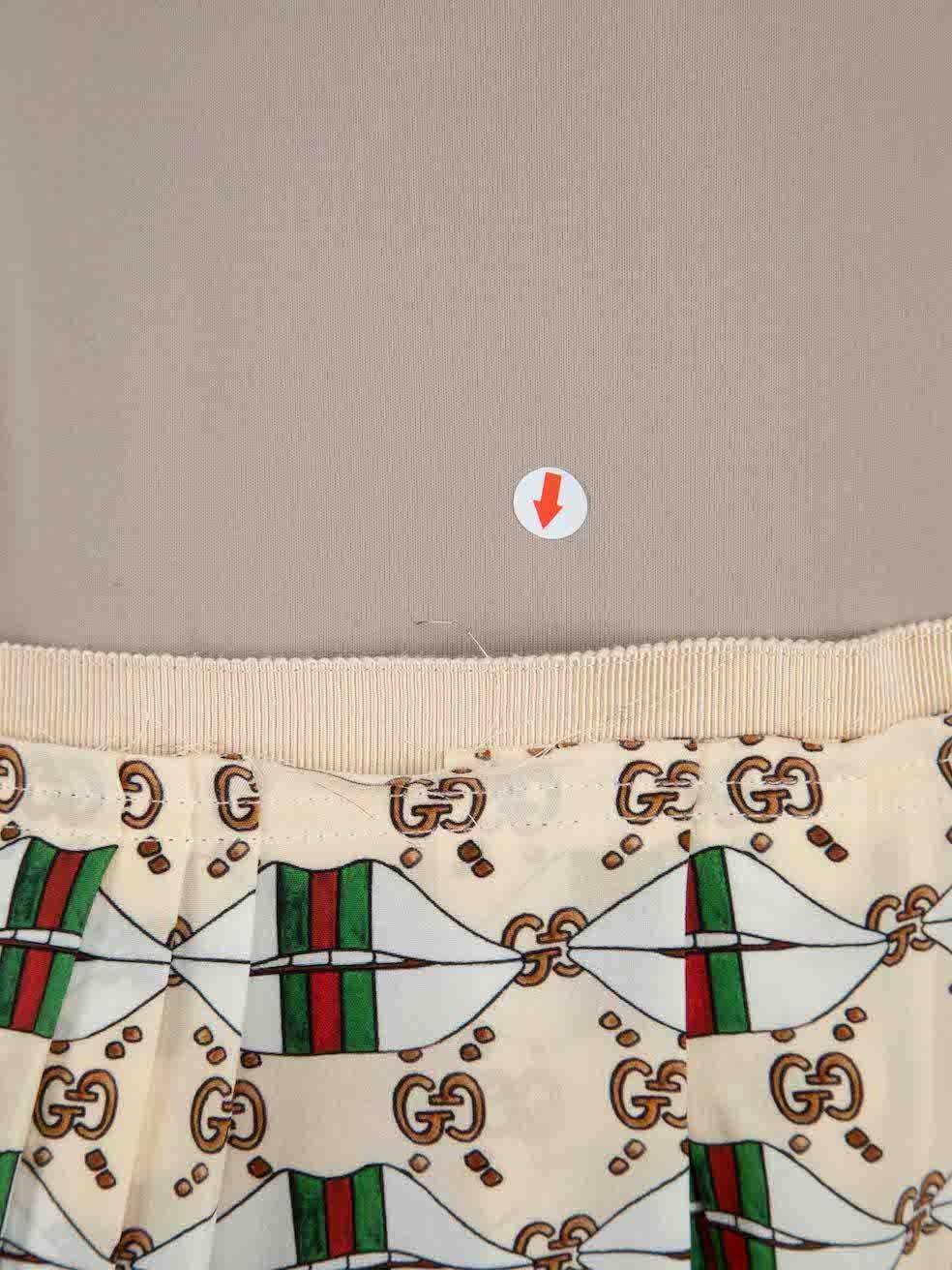 Gucci Web Kisses Logo Monogram Pleated Skirt Size S 1