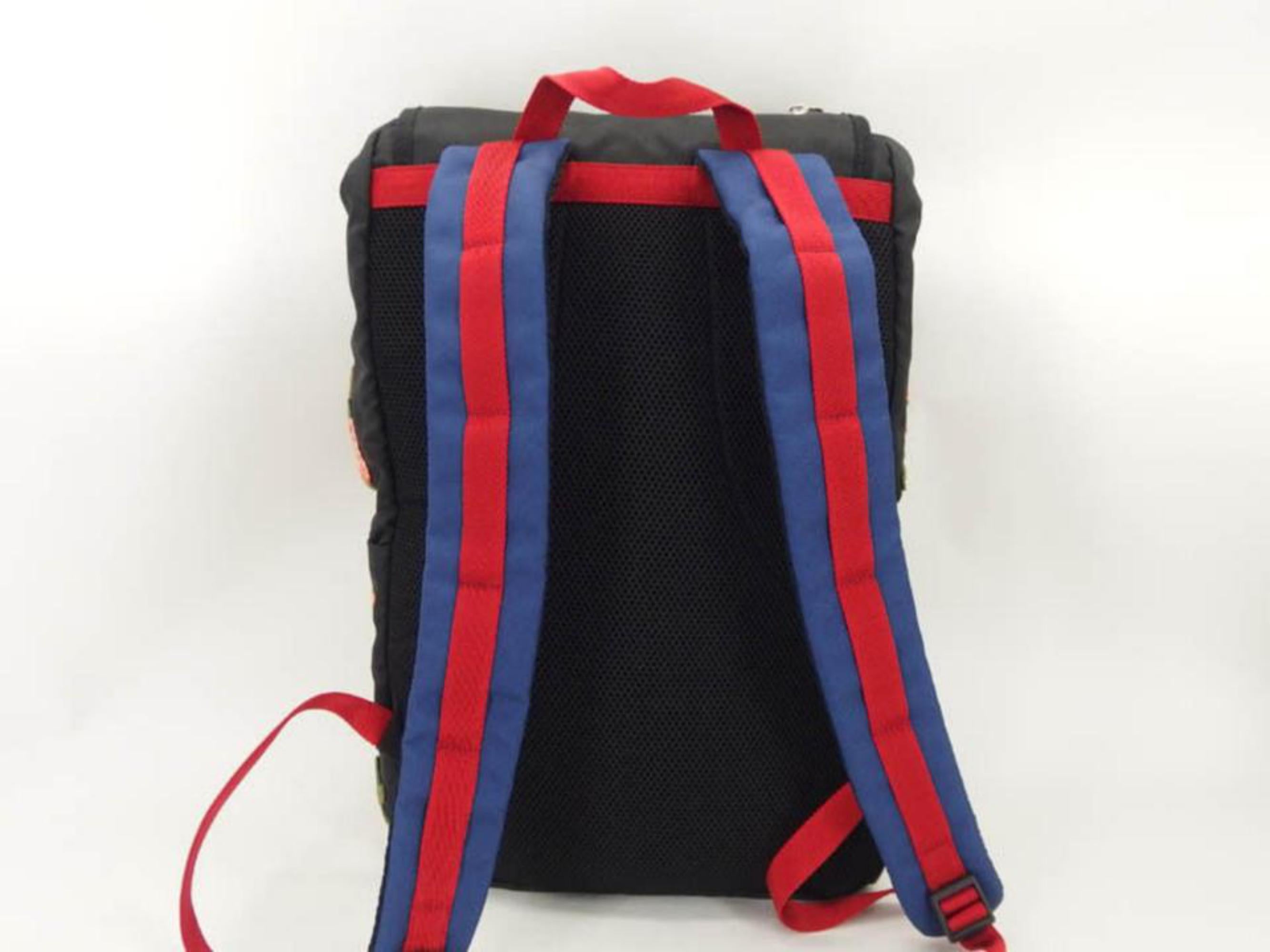 Gucci Web L'aveugle Par Amour Tiger Techpack 869837 Black Leather Backpack For Sale 2