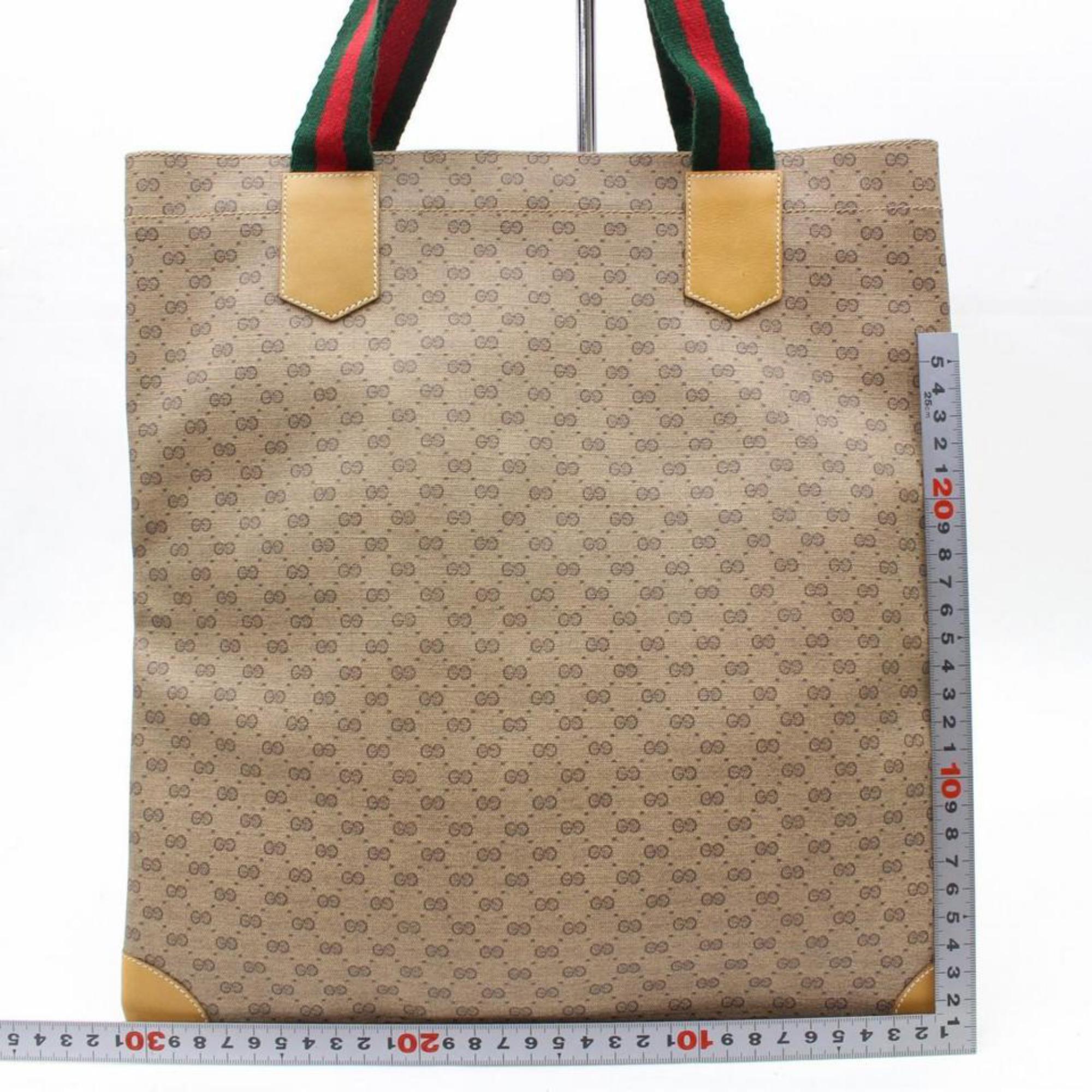 Gucci Web Micro Monogram Logo Tote 867526 Beige Coated Canvas Shoulder Bag For Sale 1