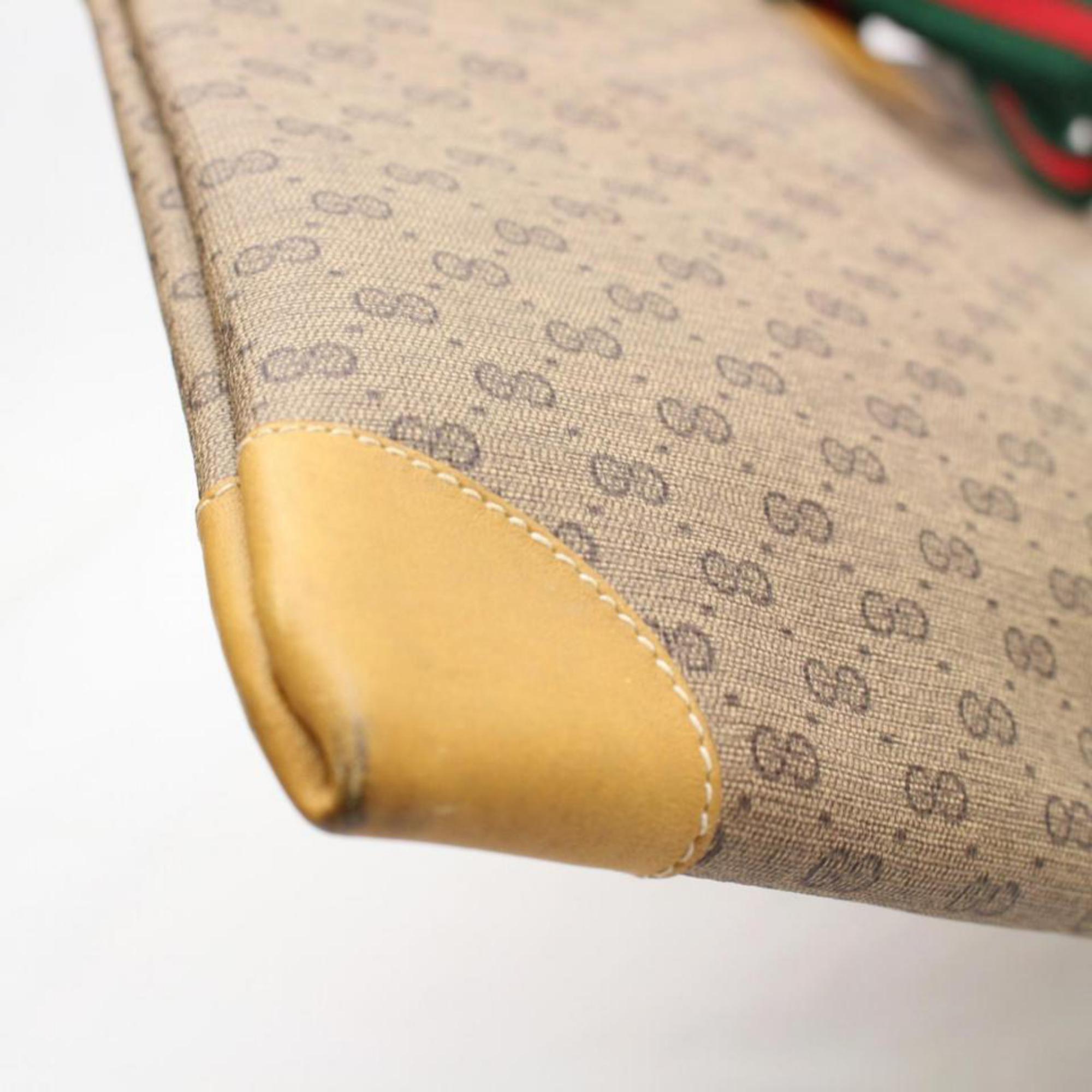 Gucci Web Micro Monogram Logo Tote 867526 Beige Coated Canvas Shoulder Bag For Sale 3