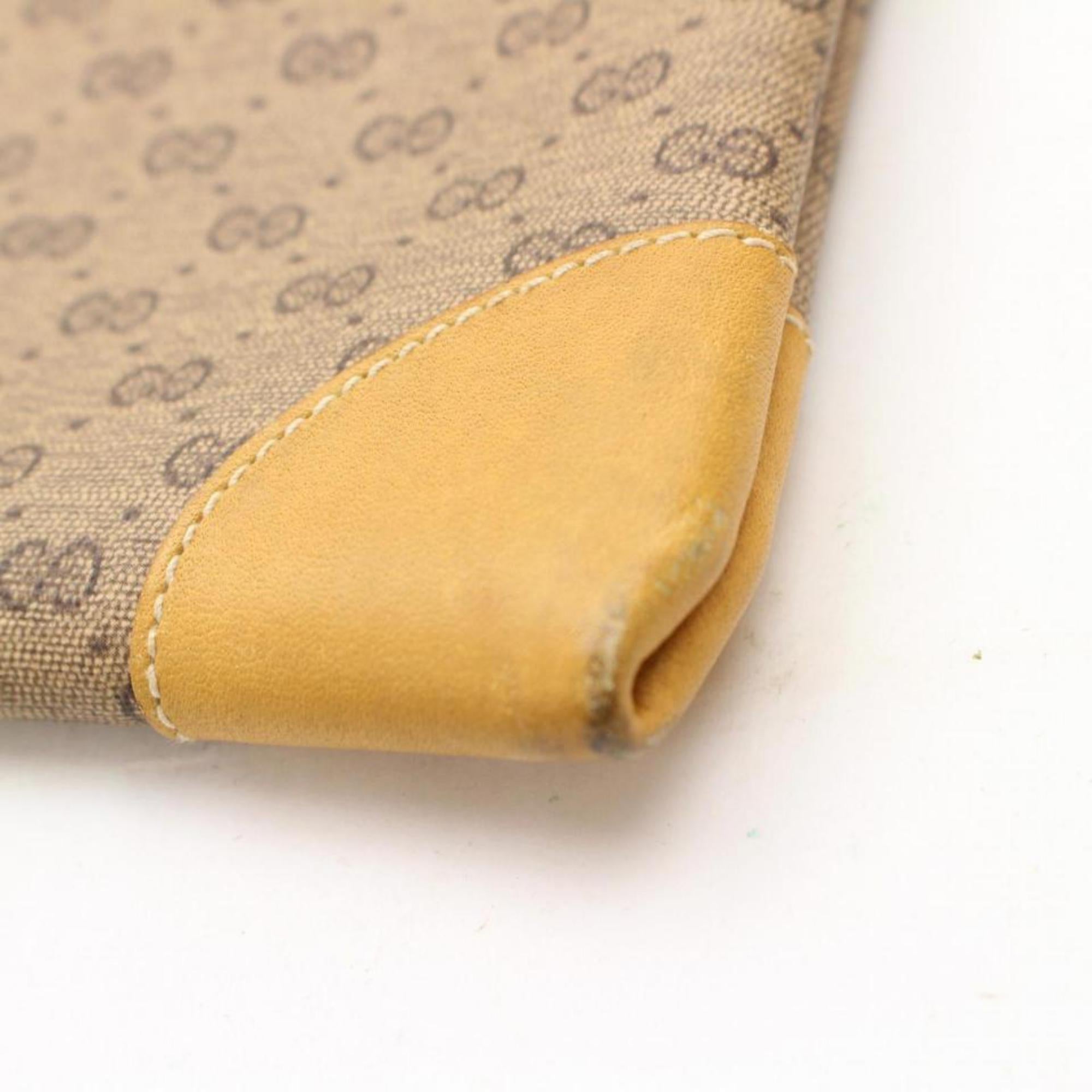 Gucci Web Micro Monogram Logo Tote 867526 Beige Coated Canvas Shoulder Bag For Sale 4