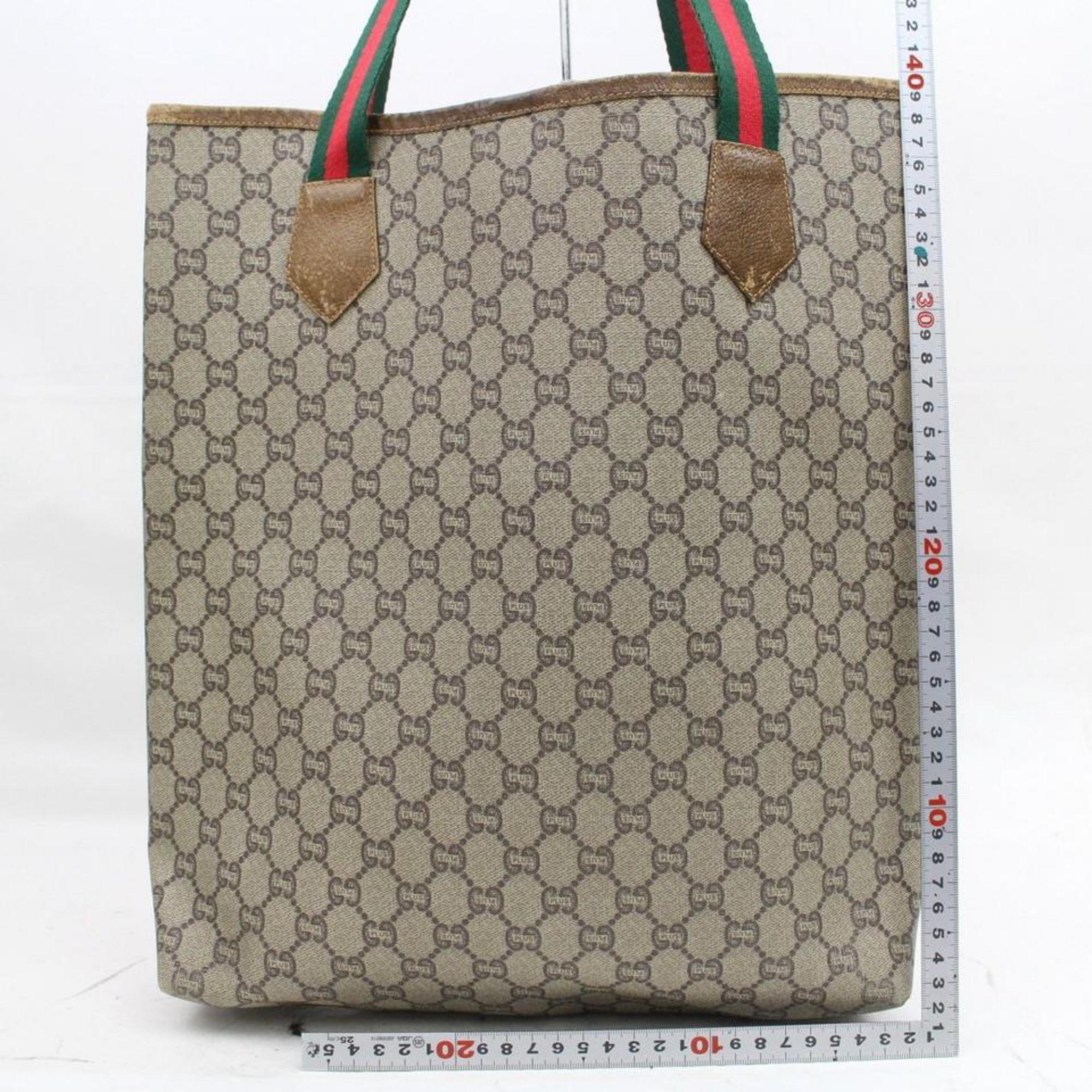 Gucci Web Monogram 868225 Brown Coated Canvas Tote For Sale 3
