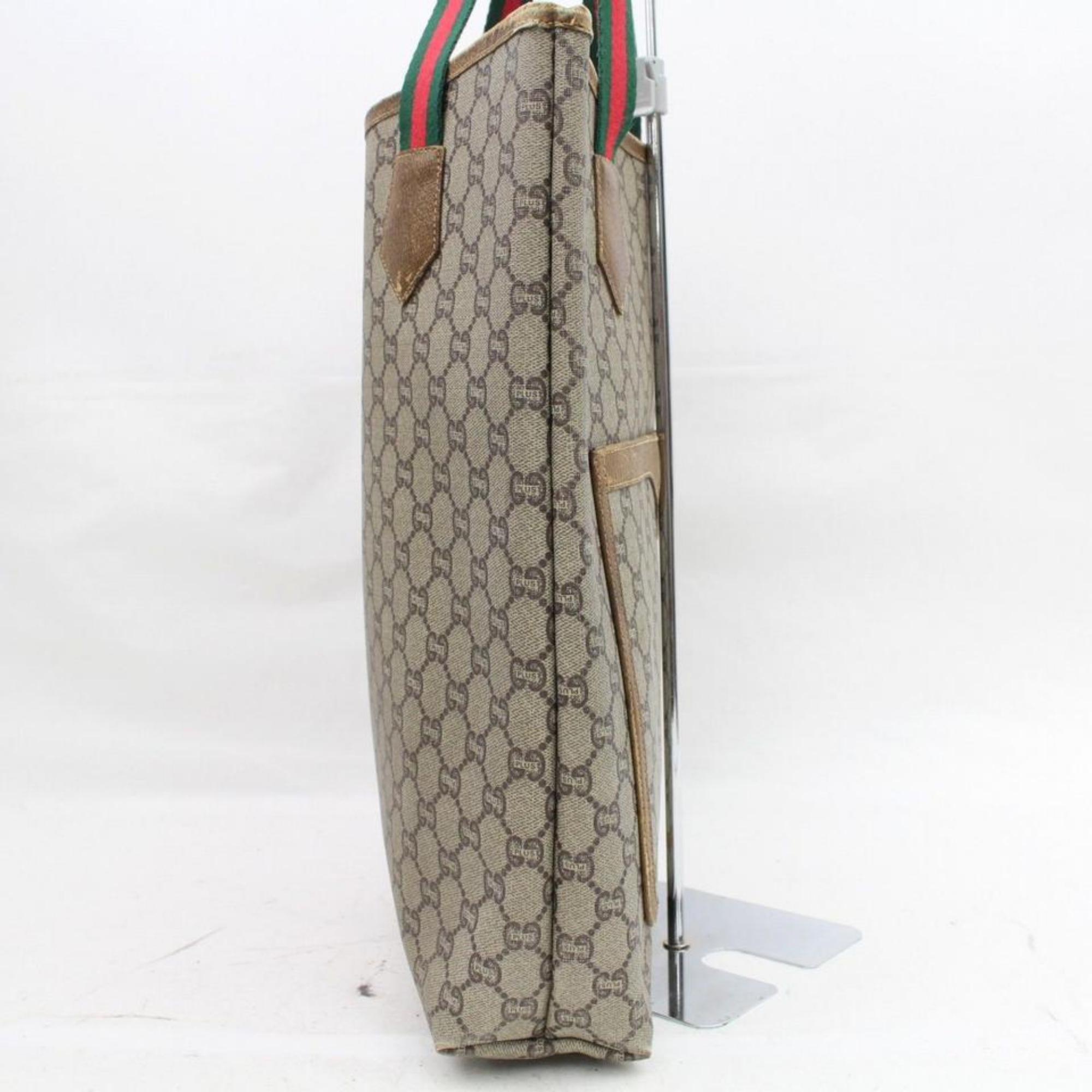 Gucci Web Monogram 868225 Brown Coated Canvas Tote For Sale 4