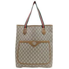 Vintage Gucci Web Monogram 868225 Brown Coated Canvas Tote