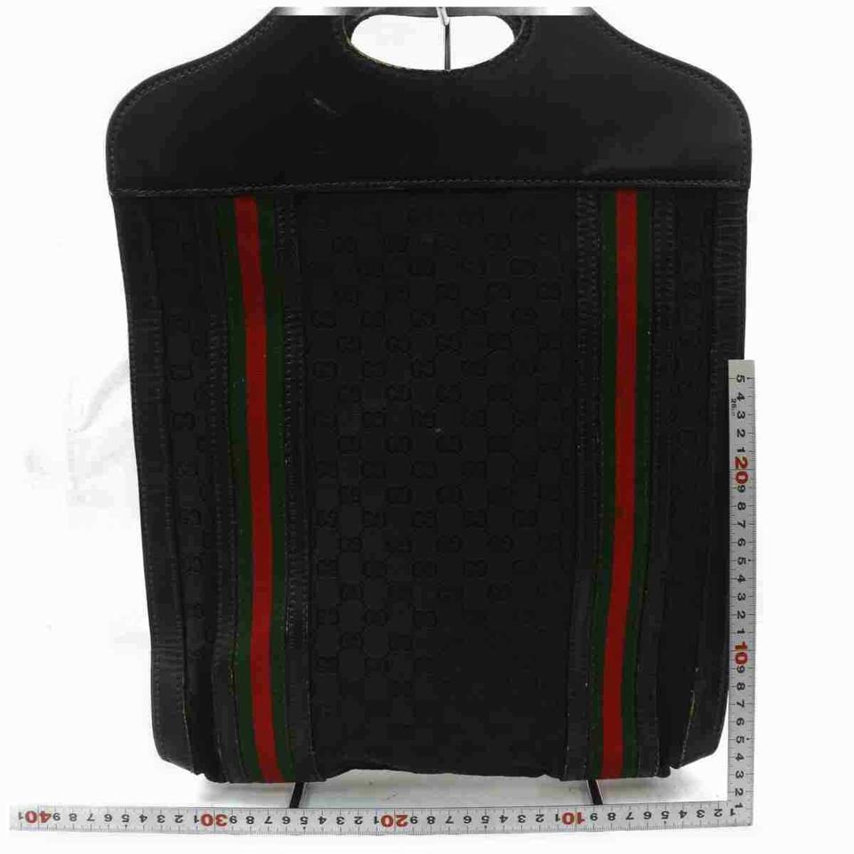 Gucci Web Monogram Handbag Tote 860043 Black Gg Canvas Baguette For Sale 1