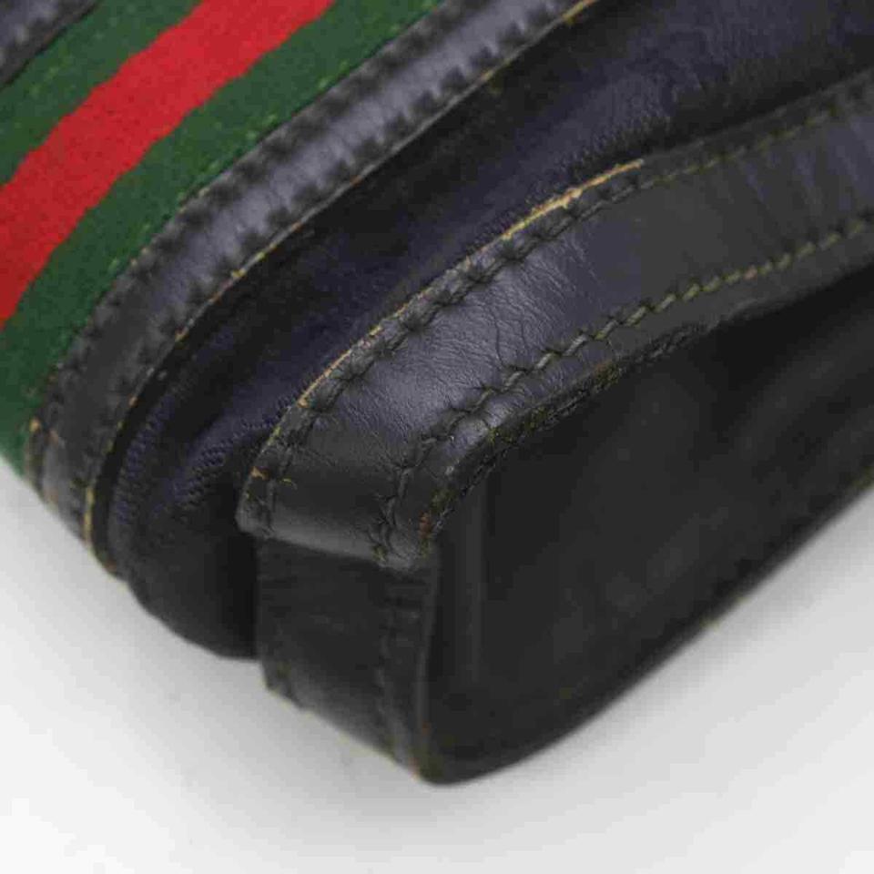 Gucci Web Monogram Handbag Tote 860043 Black Gg Canvas Baguette For Sale 5