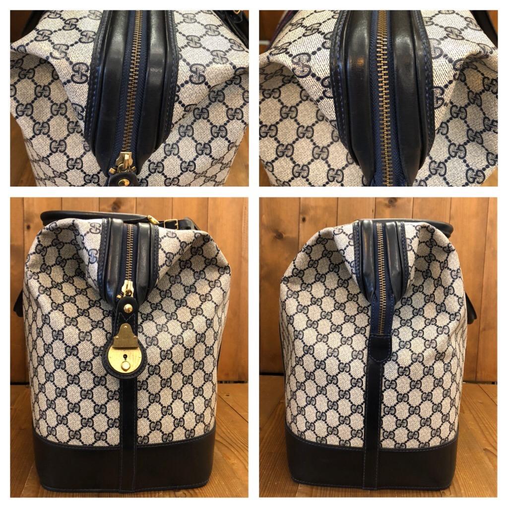 Vintage GUCCI Web Navy GG Monogram Canvas Doctor Duffle Bag Large Unisex In Good Condition In Bangkok, TH