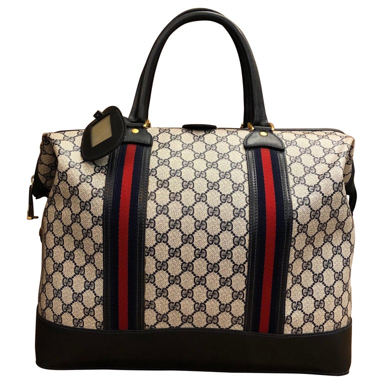 Vintage GUCCI  Navy GG Monogram Canvas Doctor Duffle Bag Large